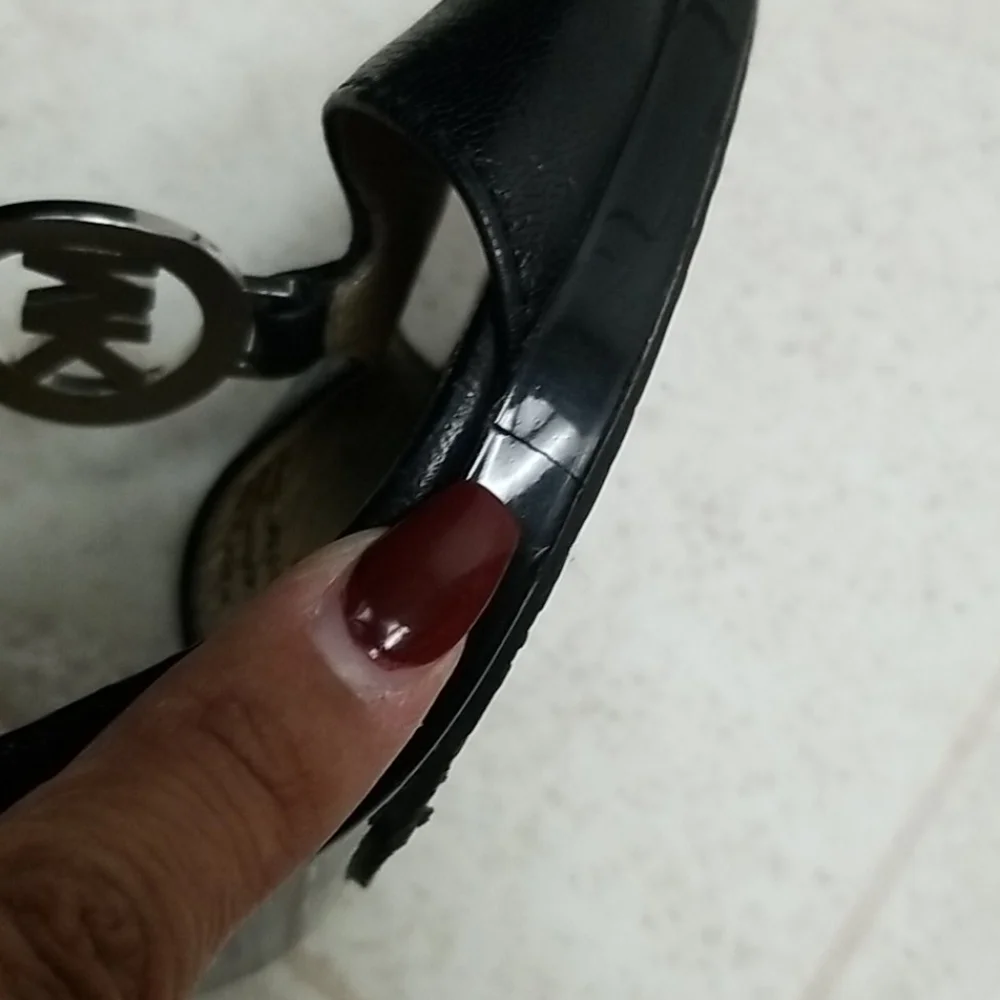 MICHAEL KORS black strappy leather heels fulton Size 7